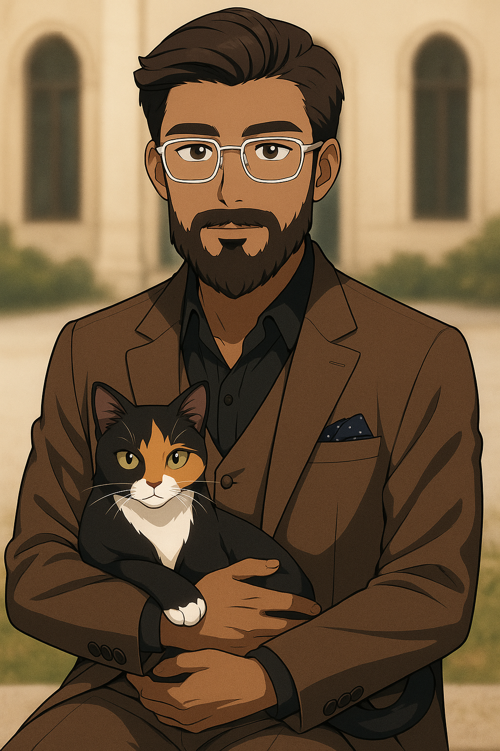 Author with cat